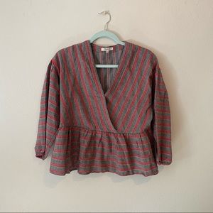 Madewell Bubble-Sleeve Peplum Top, Size M